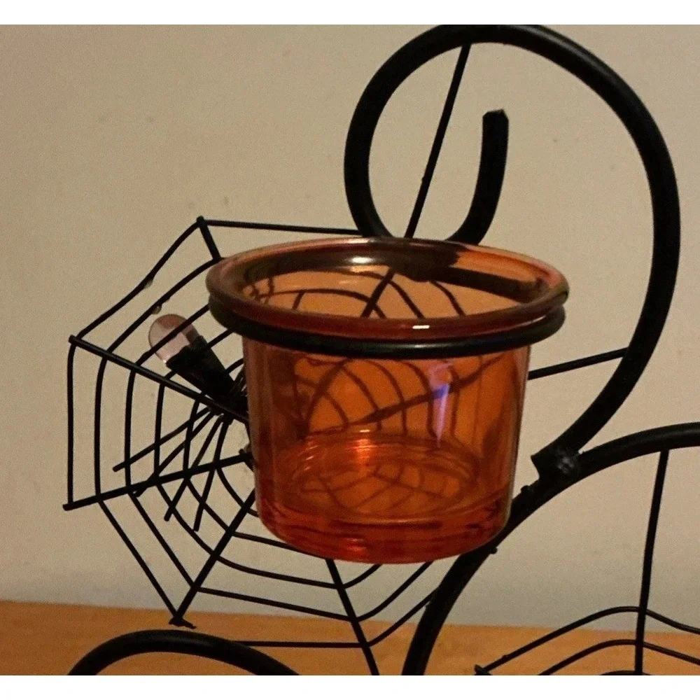 Halloween Spiders‎ On Webs Tea Light Candle Holder, Unbranded